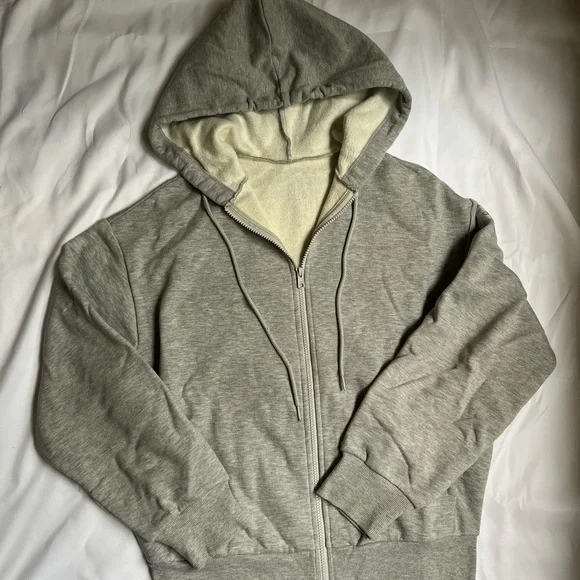 alo gray hype full zip hoodie sz small - Picture 4 of 6